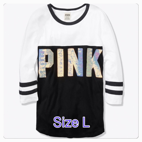 PINK Victoria's Secret Tops - Victoria’s Secret pink Bling 3/4 sleeve tee